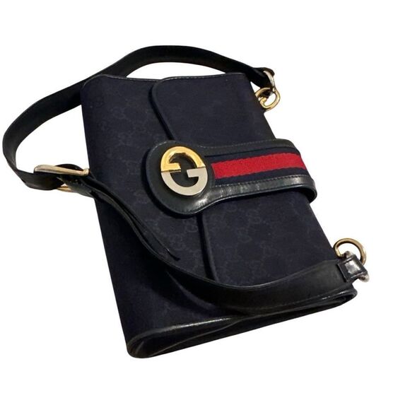 Gucci Blue and Gold Shoulder Bag with Signature Design - Picture 4 of 11